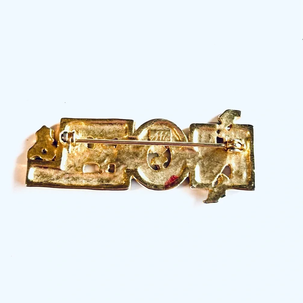 Vintage AAI Festive Noel Brooch with Green Accents